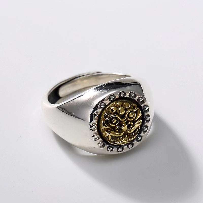 Pixiu Men Silver Ring-Wealth+Protection