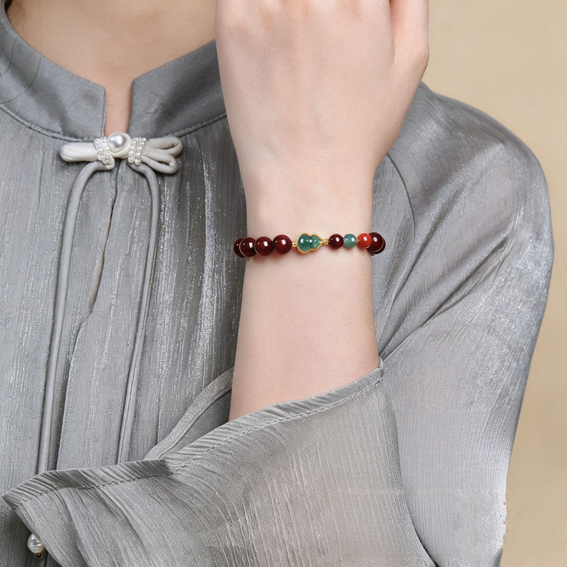 A Turn of Fortune-Purple Sandalwood Jade Gourd Bracelet