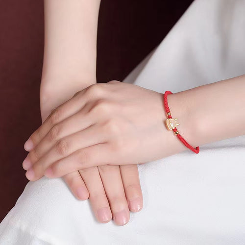 Dragon Red String Bracelet-White Jade