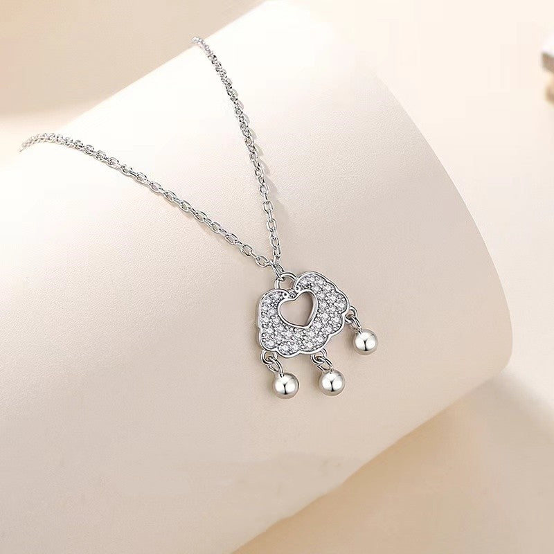 Feng Shui longevity Lock Necklace-Zirconia Charm