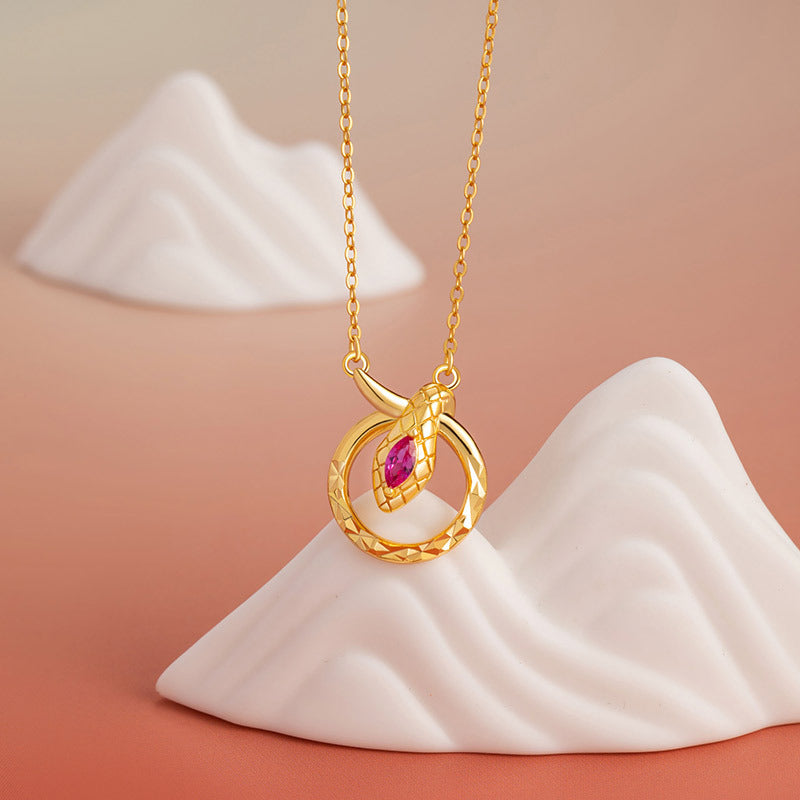 Endless Renewal-Zodiac Snake Pendant Necklace