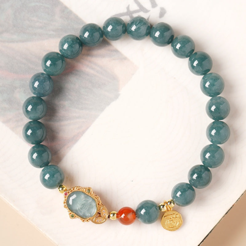 Blue Water Jadeite Pixiu Bracelet-Forward Intention