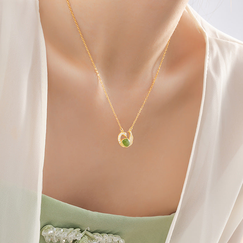 Swan Nephrite Jade Necklace-Peace & Joy