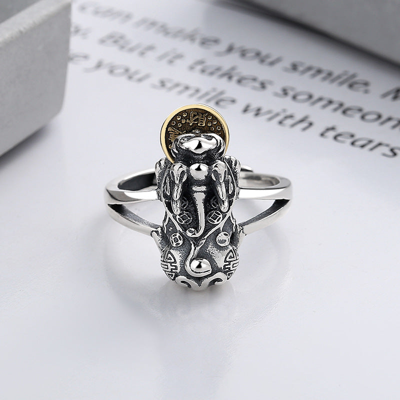 Pixiu Sterling Silver Ring-Welcoming Wealth and Fortune