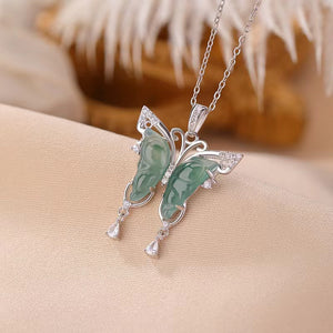 Natural Ice Jade Butterfly Necklace-Peace and Harmony