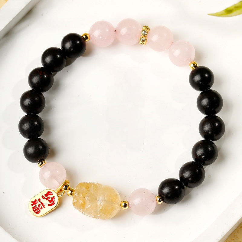 Citrine Pixiu Sandalwood Bracelet-Fortune in Motion