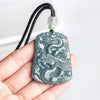 Natural Blue-Green Jade Dragon Pendant–“Prosperity & Peace” Hand-Carved Business Amulet