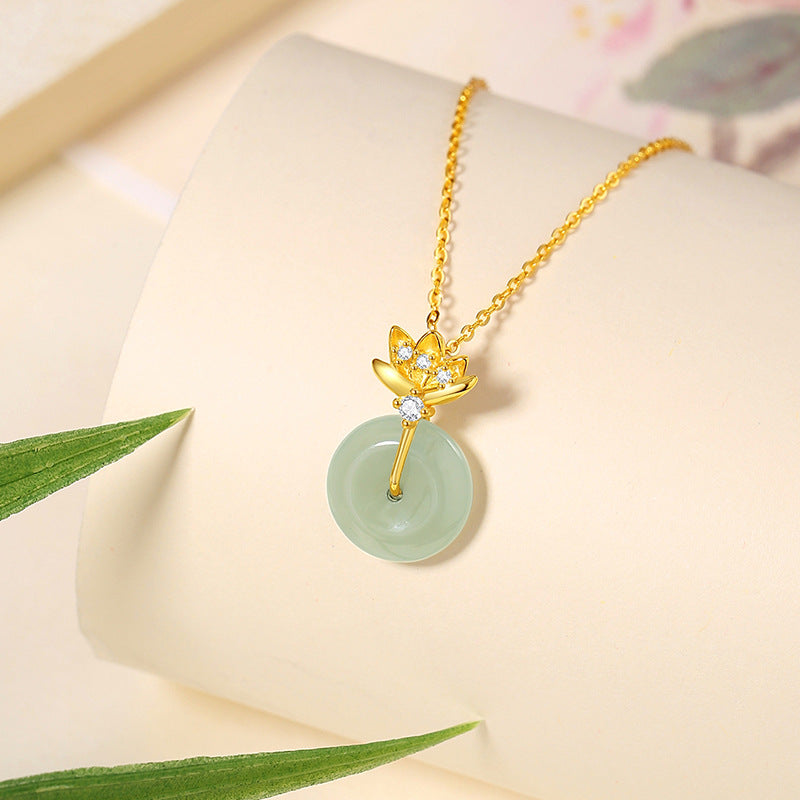 Lotus Nephrite Jade Necklace-Purity in Bloom