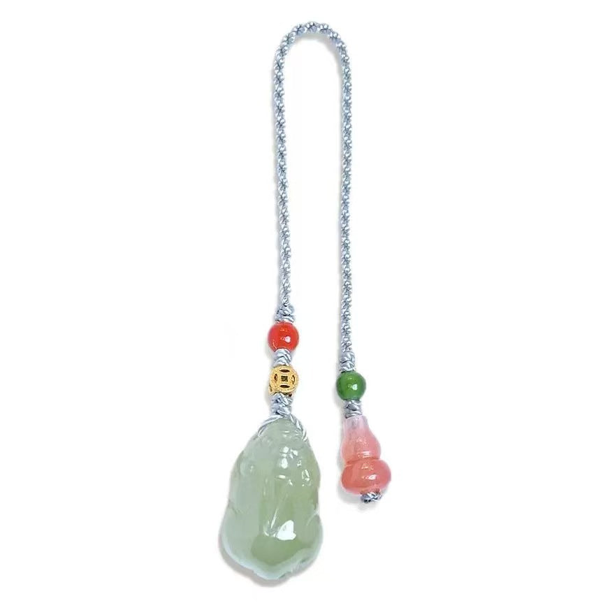 Jade Pixiu Calabash Phone Chain-Attract Luck