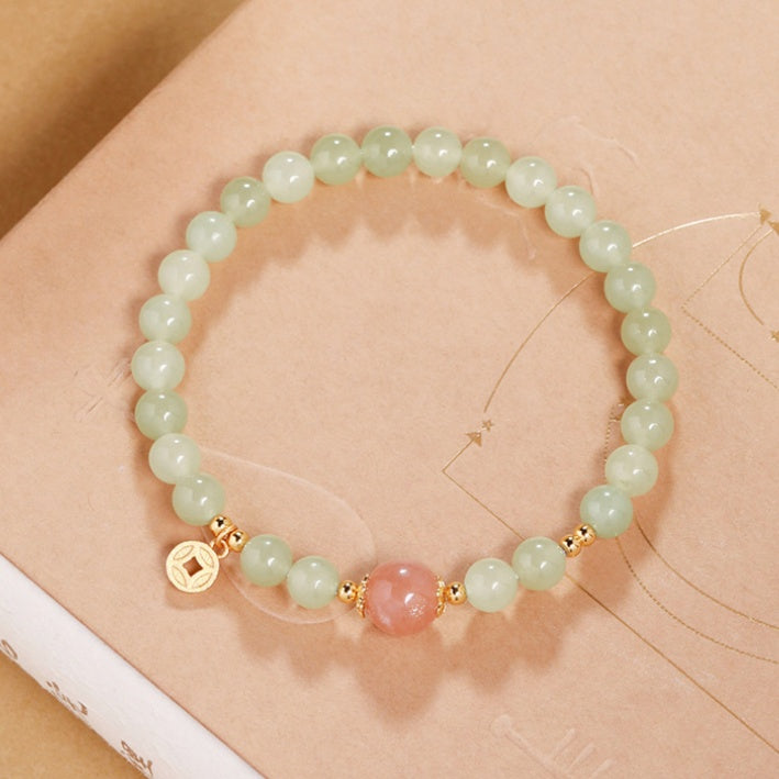 Luminous Grace-Nephrite Jade Orange Moonstone Bracelet