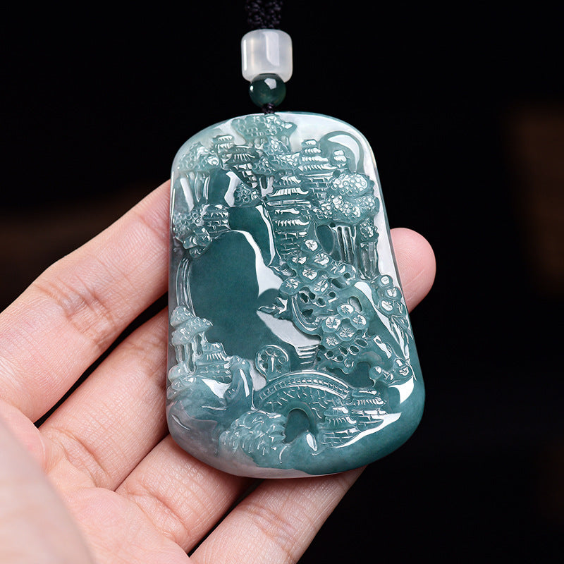 Landscape Jade Pendant-Live Calmly and Move Forward Steadily