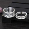 Heart Sutra Handmade Carved Six Ture Words Silver Couple Ring-Compassion and Enlightenment