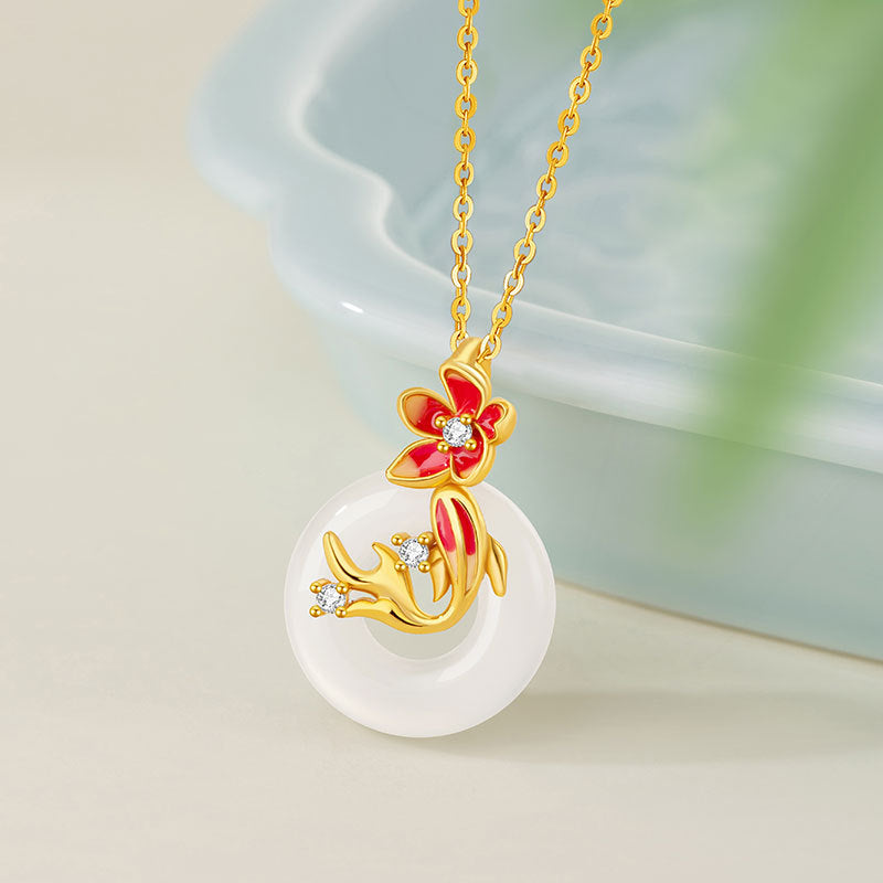 Peace & Good Fortune-Koi Fish Chalcedony Necklace