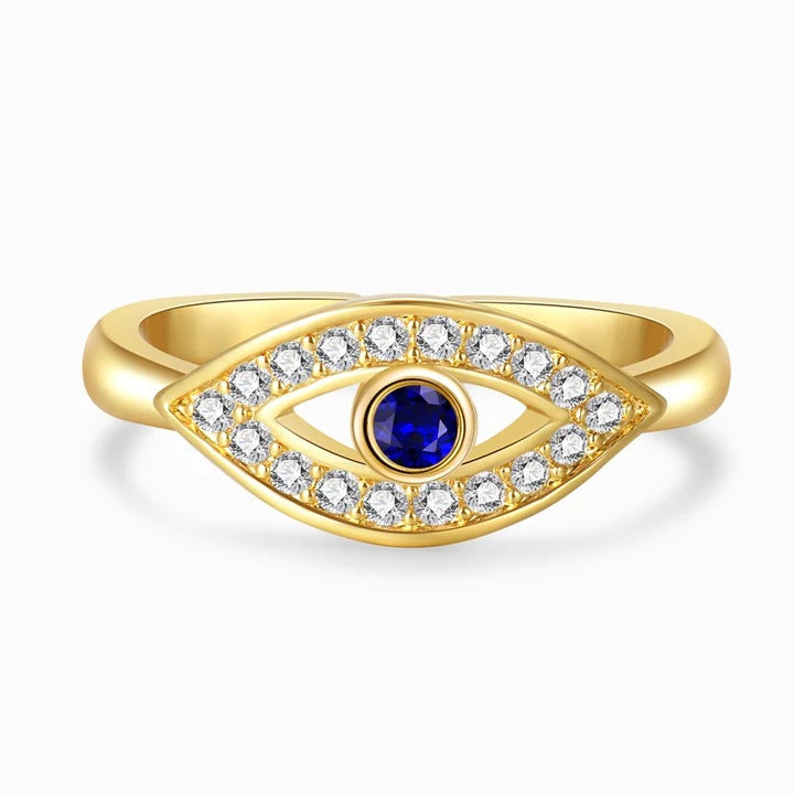 Diamond Studded Evil Eye Protection Ring