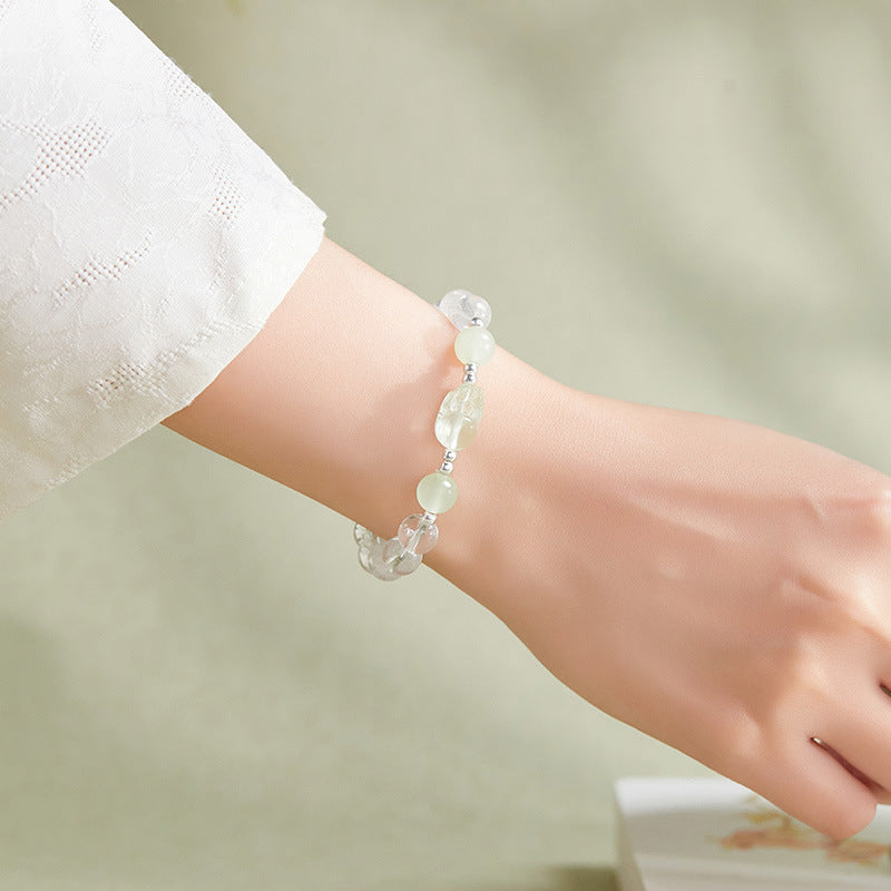 Lucky Jade Pixiu White Crystal Bracelet-Charm for Fortune & Prosperity