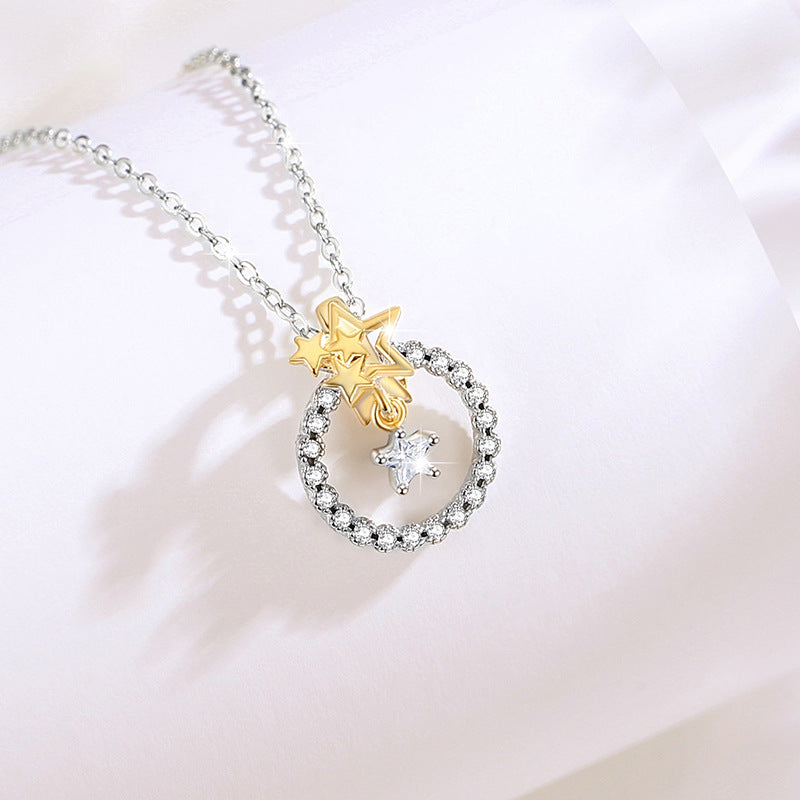 Star & Circle Two Tone Necklace-Mutual Attraction