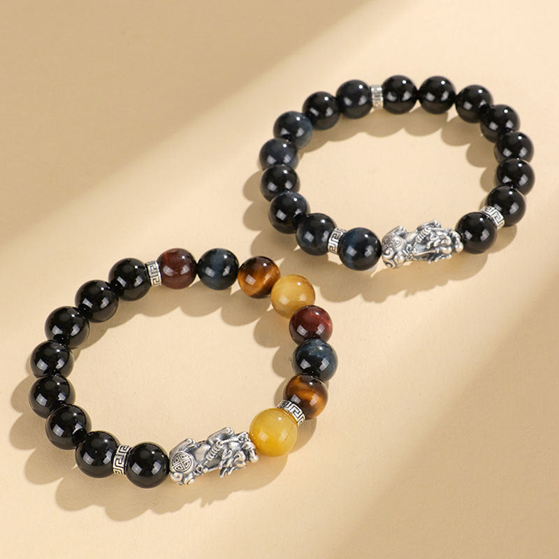 Black Agate Pixiu Wealth Protection Bracelet