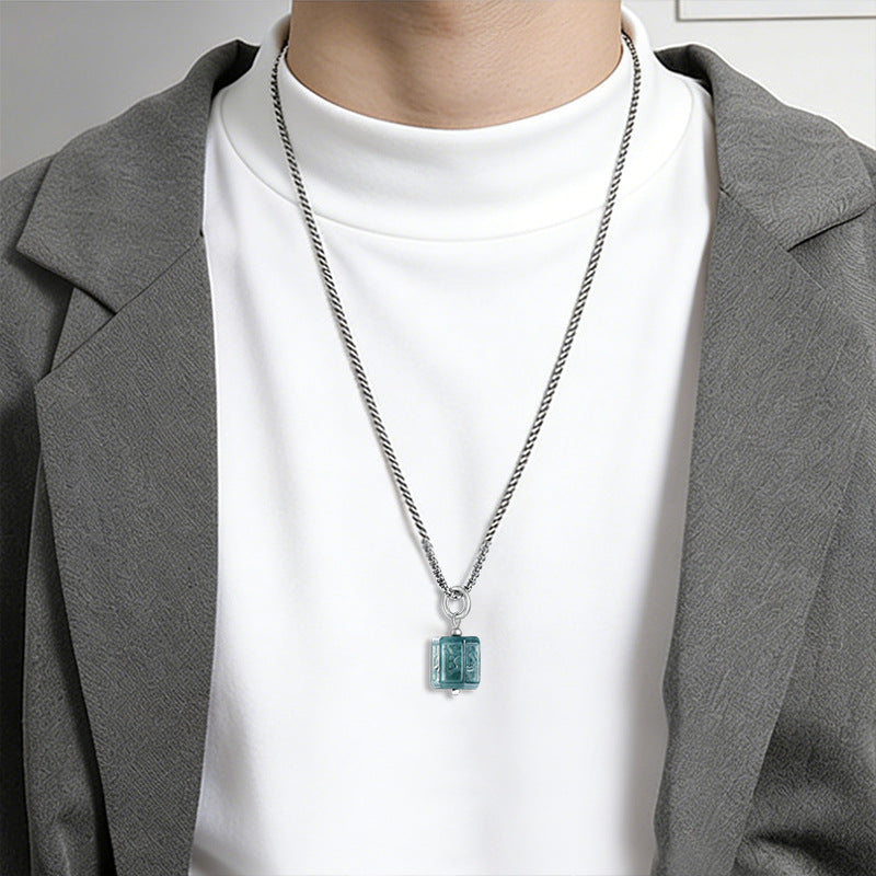 Inner Peace-Six-Syllable Mantra Ice Jade Pendant