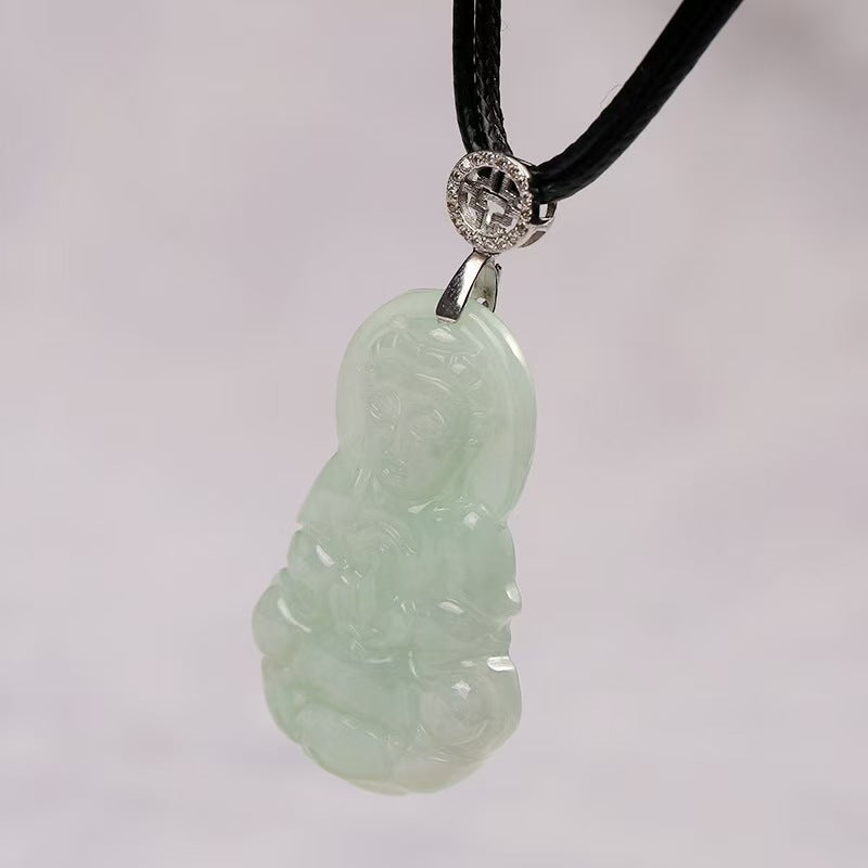 Guanshiyin Buddha White Jade Pendant-Protection&Healing