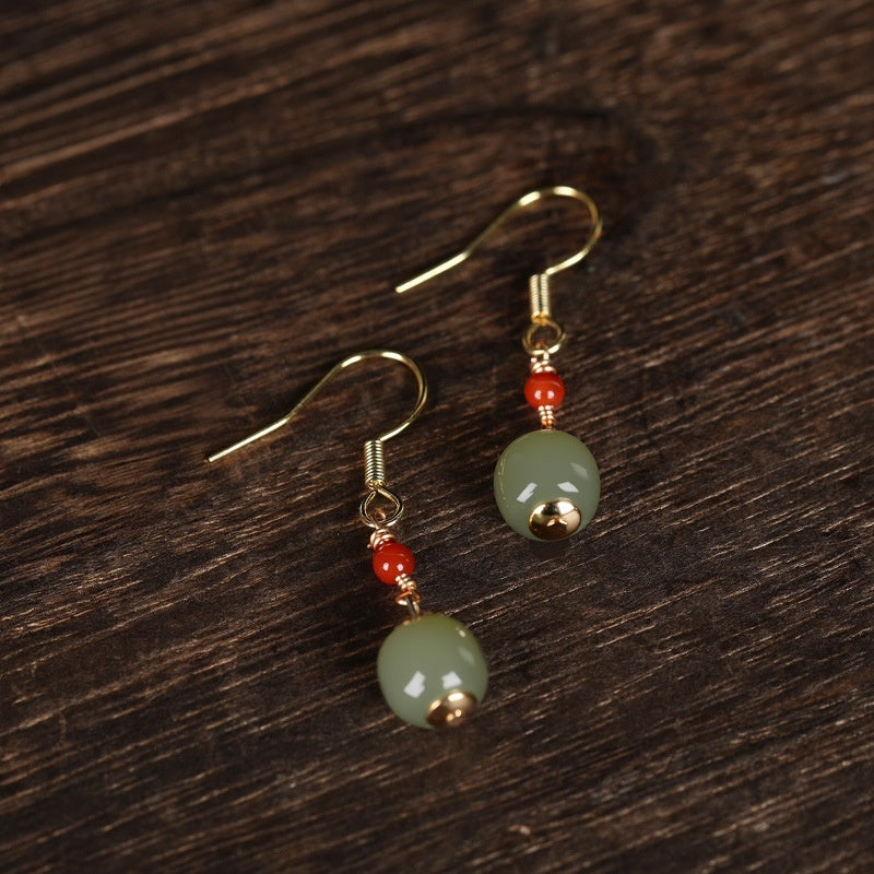 Nephrite Jade Drop Earrings-Gentle Serenity