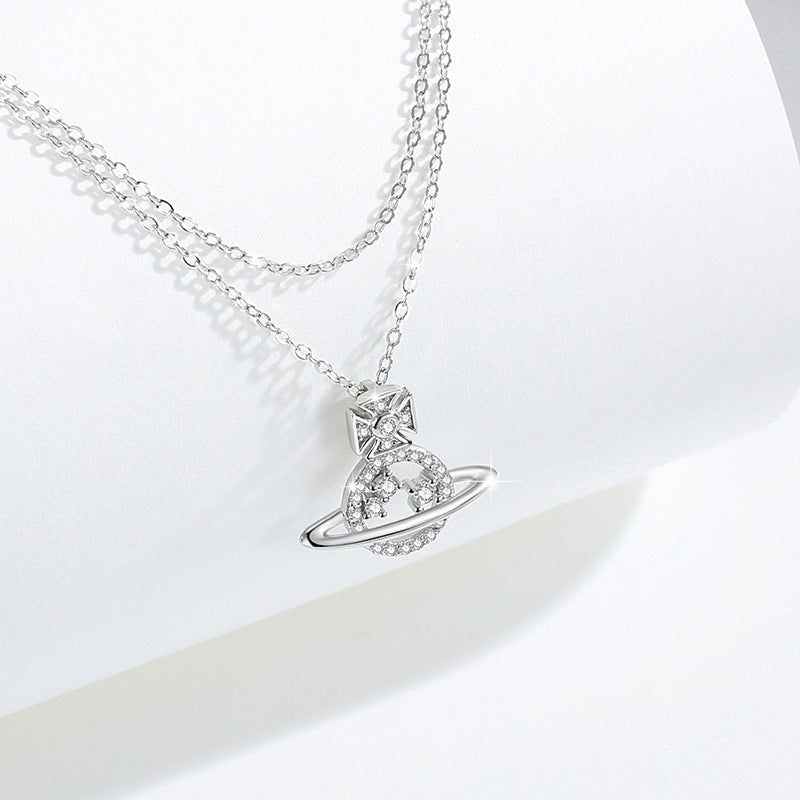 Saturn & Star Sterling Silver Layered Necklace-Light Along the Way