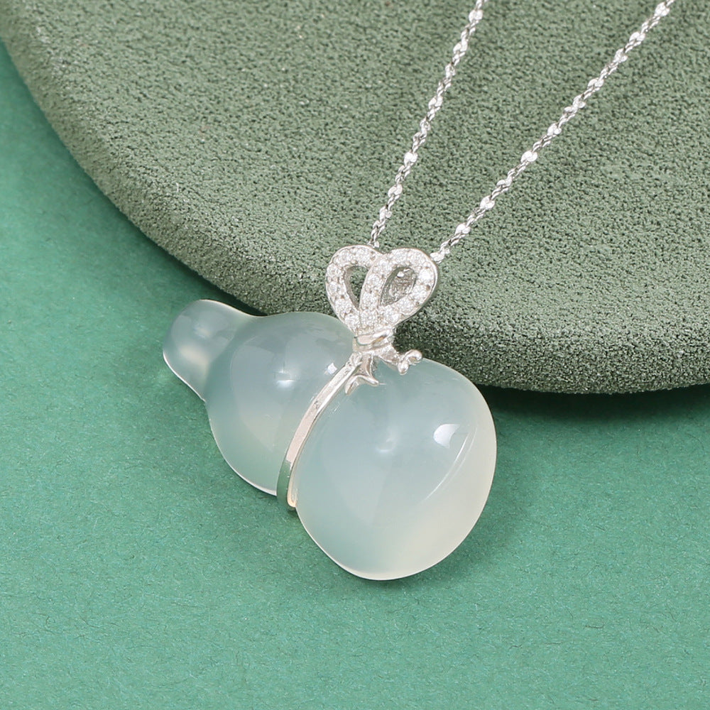 Calm Harmony-Gourd Chalcedony 925 Sterling Silver Pendant