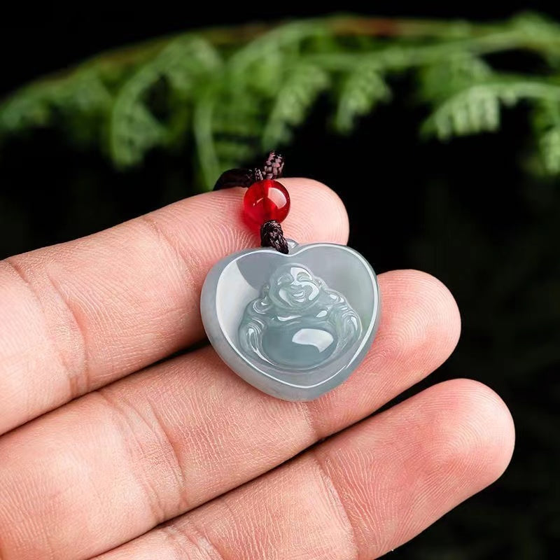 Laughing Buddha White Jade Pendant-Wisdom and Enlightenment