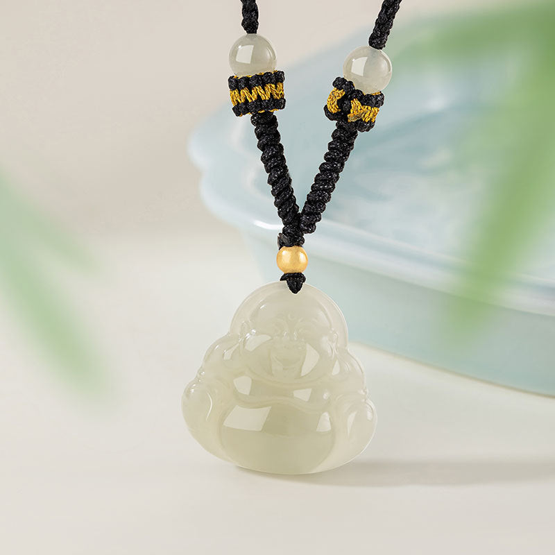 Laughing Buddha Nephrite Jade Pendant-Room for Joy