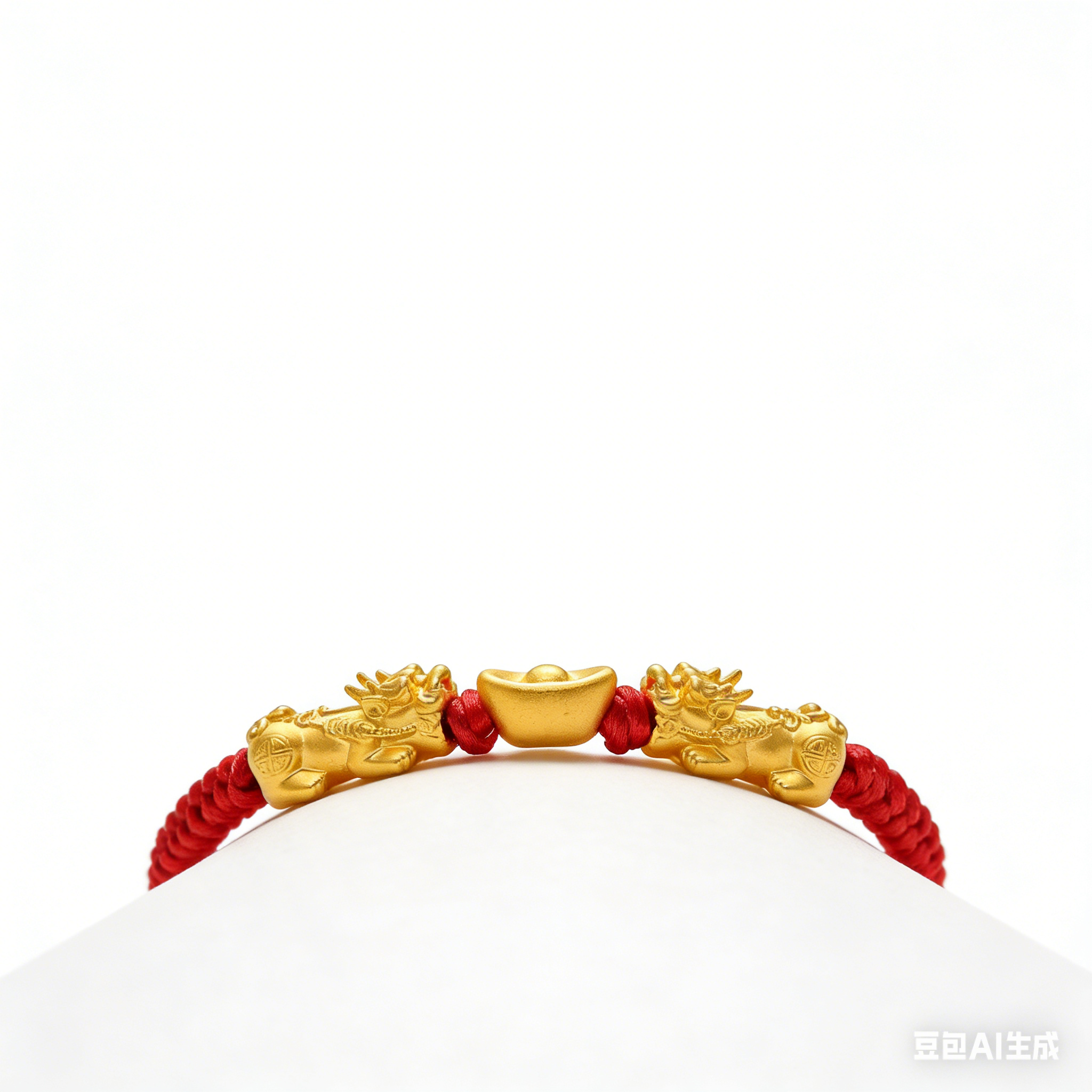 24K Gold Double Pixiu Ingot Wealth&Lucky Red Rope Bracelet