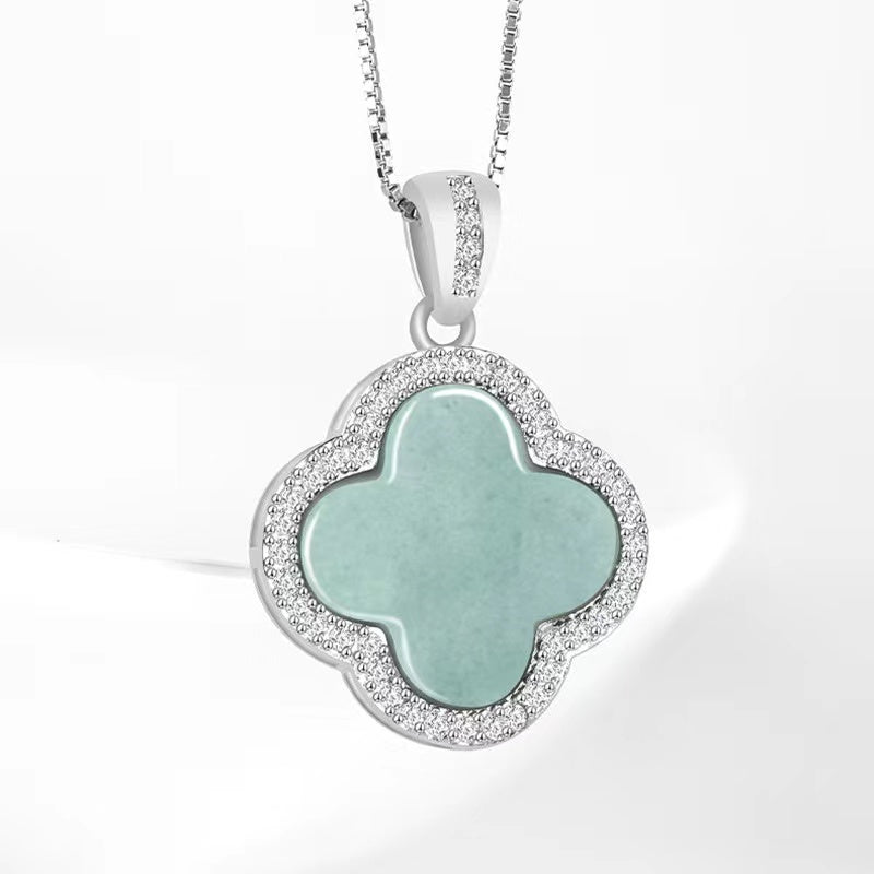 Four Leaf Clover Jade Necklace-Faith & Hope