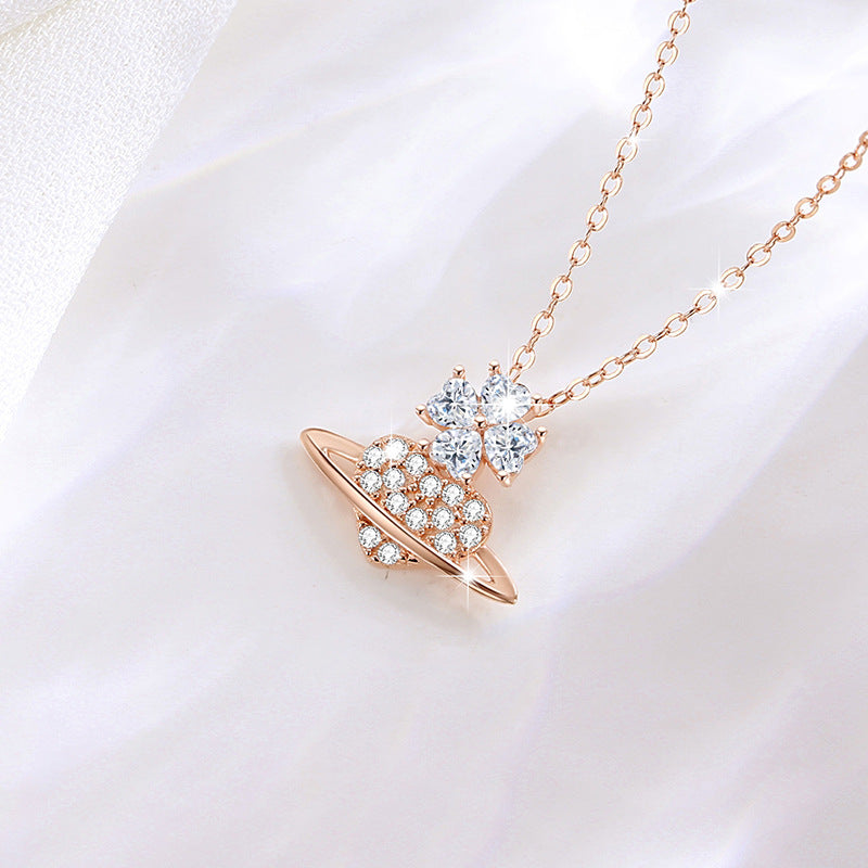 Heart Planet Cubic Zirconia Necklace-Drawn to You