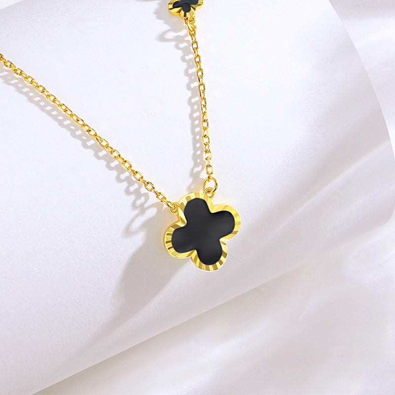 Four-Leaf Clover Gilded Silver Necklace-Grace and Fortune