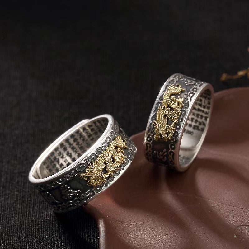 Fengshui Dragon Silver Ring-Fortune Prosperity