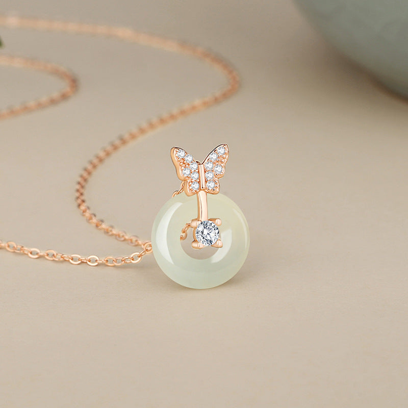 Butterfly Nephrite Jade Necklace-Peace and Happiness