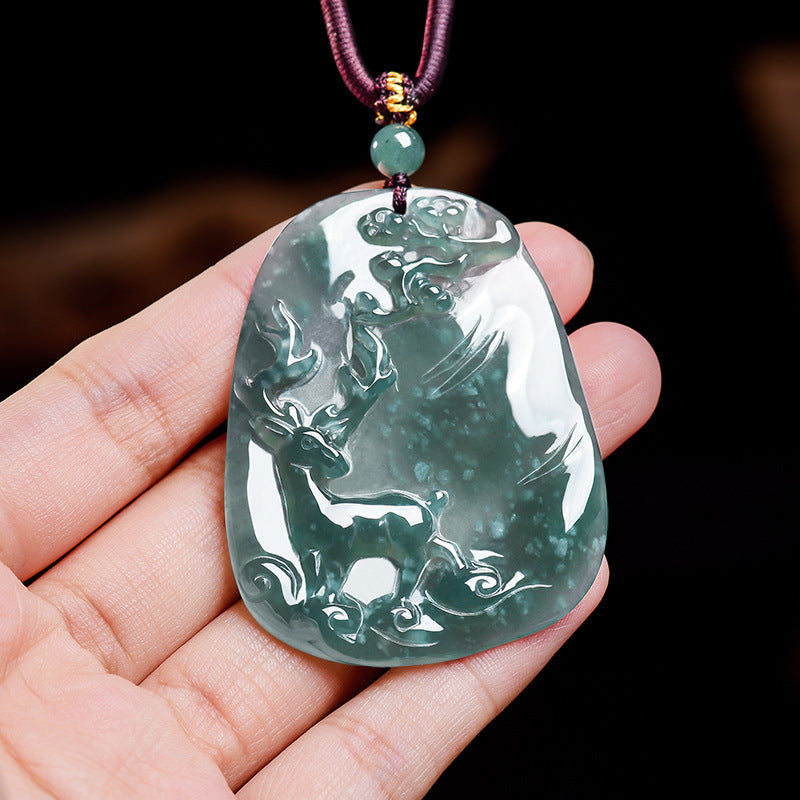 Der heilige Wald – Eisjadeit neunfarbiger Hirsch spirituelles Amulett