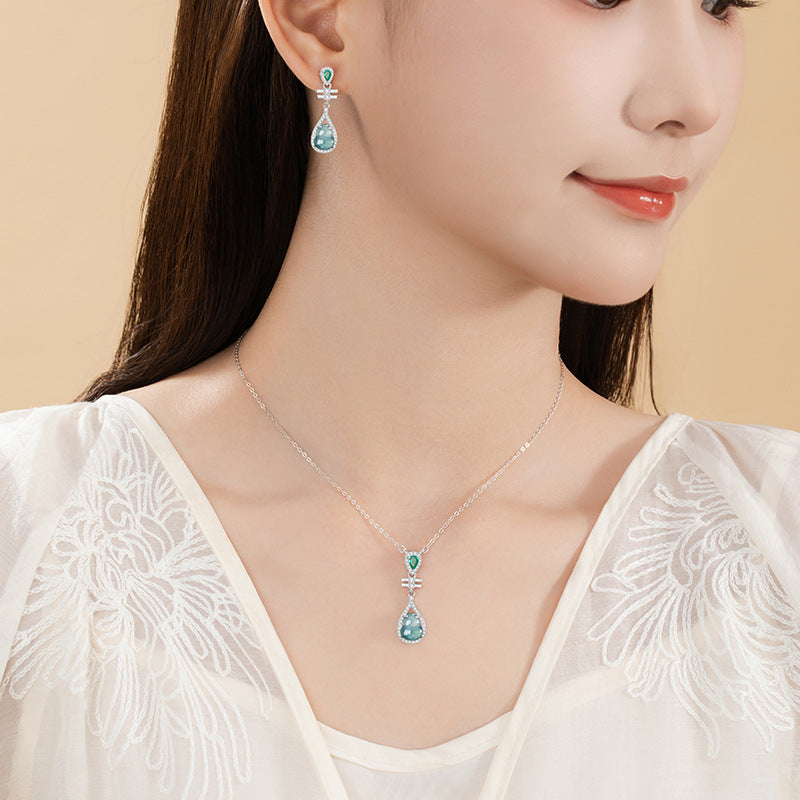 Gourd Jadeite Necklace & Earrings-Blessings and Prosperity