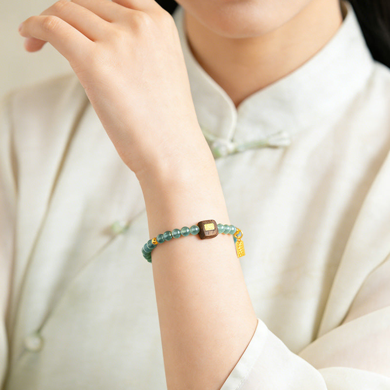 Ice Jade & Agarwood Harmony Bracelet-Whispers of Zen