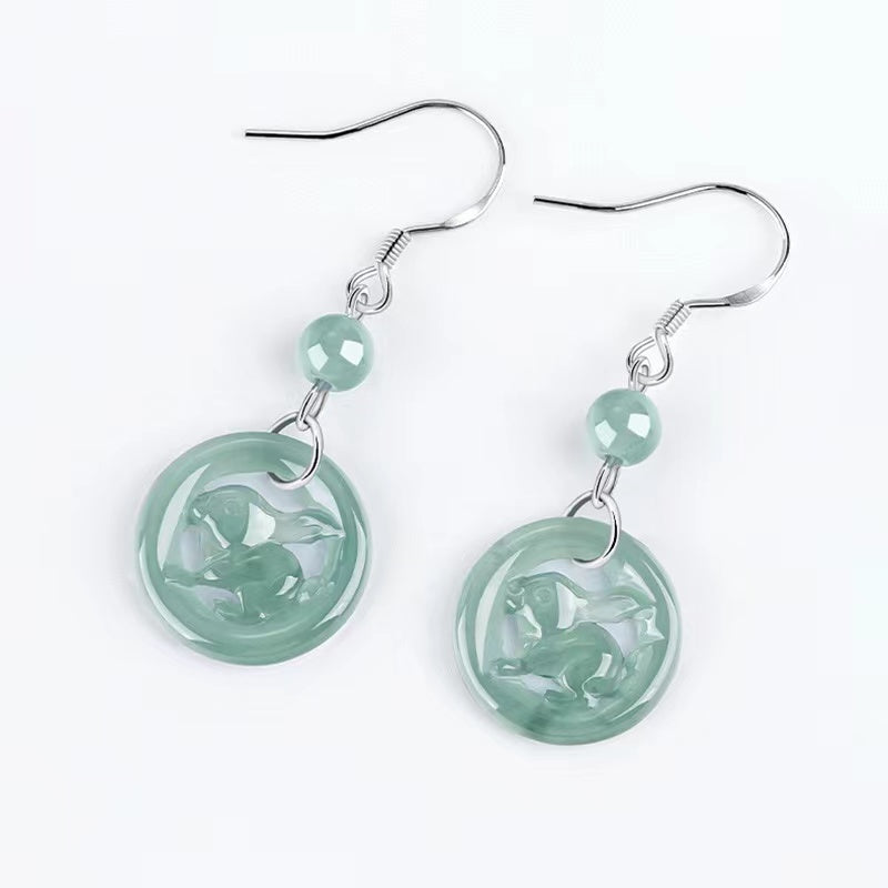 Rabbit Jade Earrings-Attract Luck