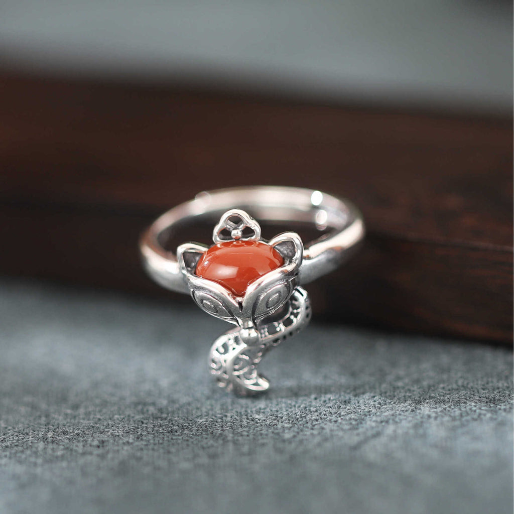 Graceful Agility-Fox Red Agate 925 Sterling Silver Ring