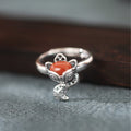 Graceful Agility-Fox Red Agate 925 Sterling Silver Ring