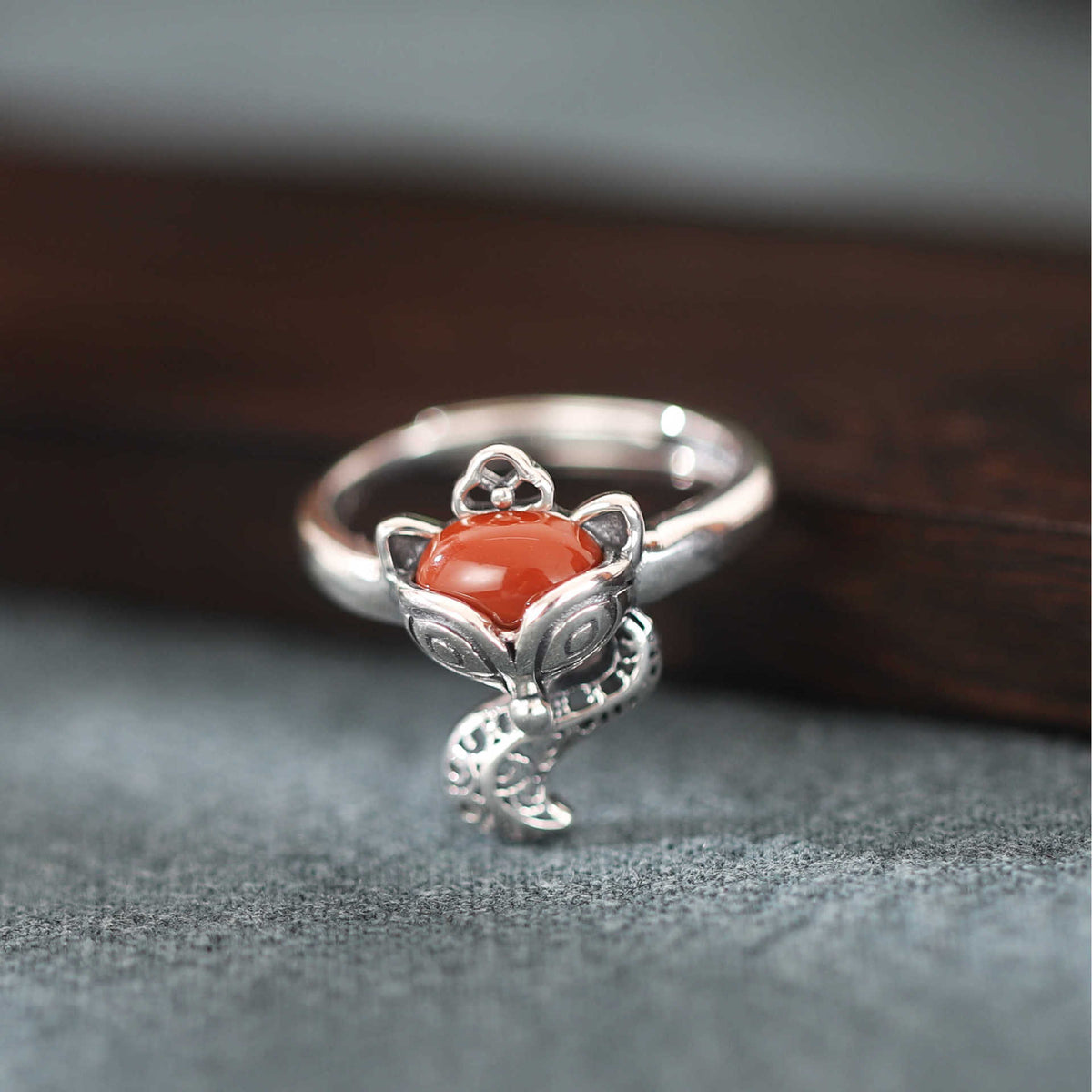 Graceful Agility-Fox Red Agate 925 Sterling Silver Ring