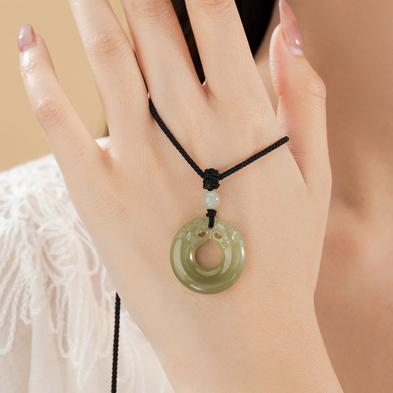 Quiet Fortitude-Pixiu Nephrite Jade Pendant Necklace