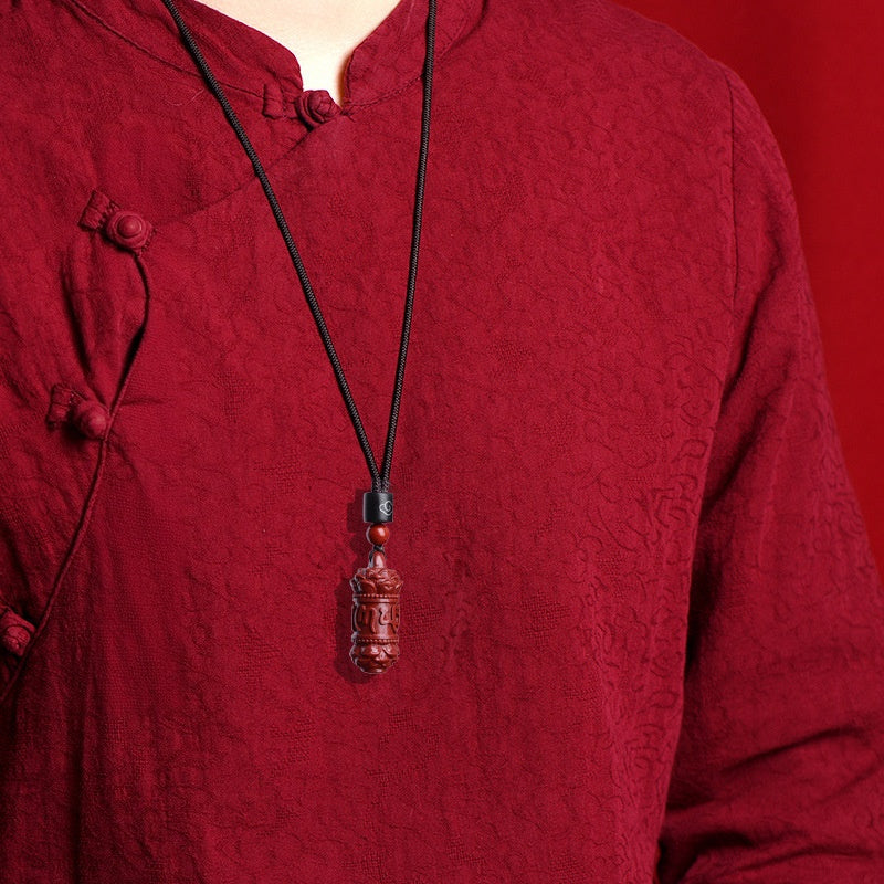 Six Syllable Mantra Pressed Cinnabar Necklace & Keychain-Peace and Blessings