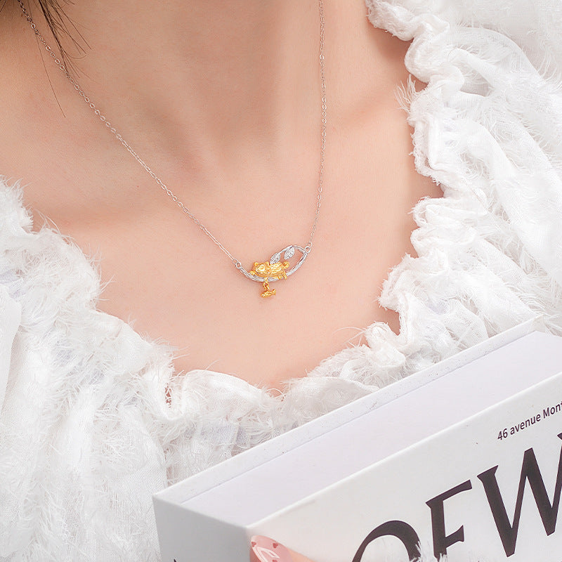 Cat and Fish Two-Tone Necklace-A Moment of Contentment