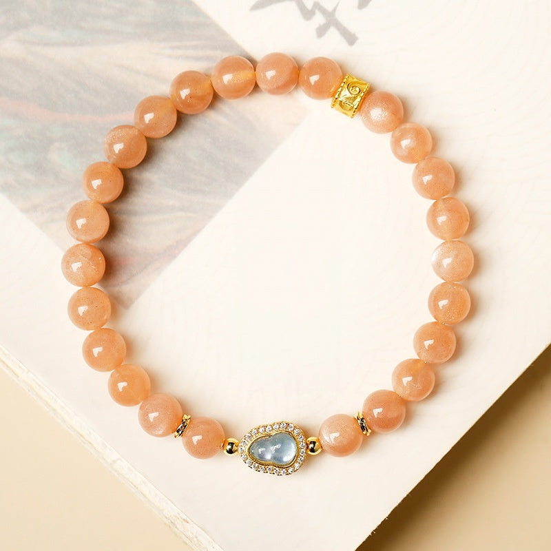 Ice Jade Gourd Sunstone Bracelet-Welcome Good Fortune