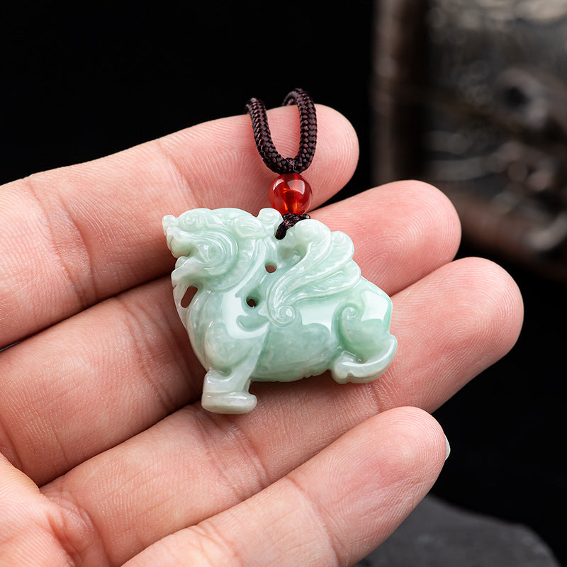Flying Qilin Jadeite Pendant-Good Things Ahead