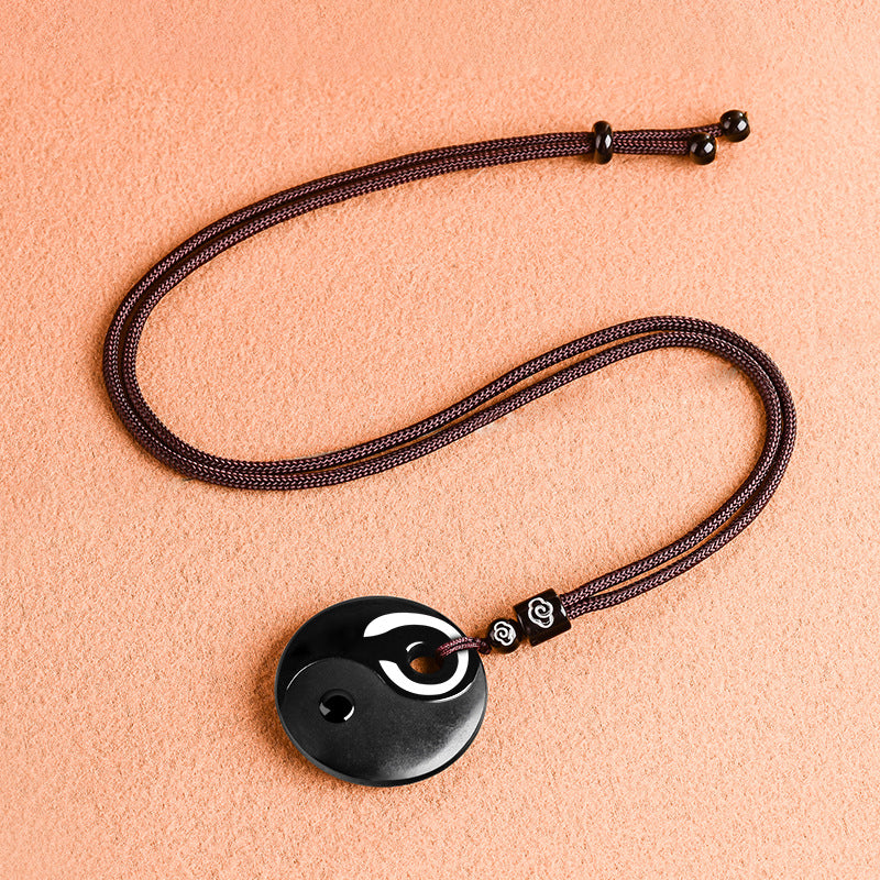Natural Black Jade Yin Yang Tai Chi Pendant-Balance Protection