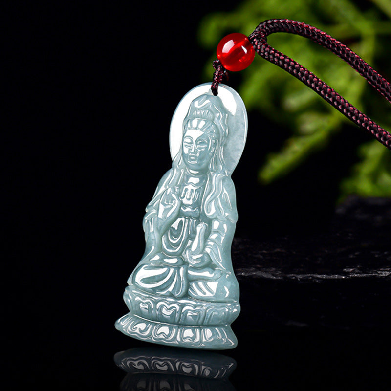 Serene Acceptance Jade Guanyin Pendant Necklace
