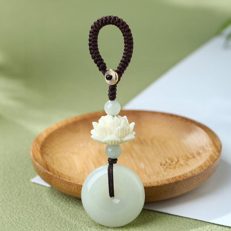 Nephrite Jade Lotus Keychain-Calm Through Change