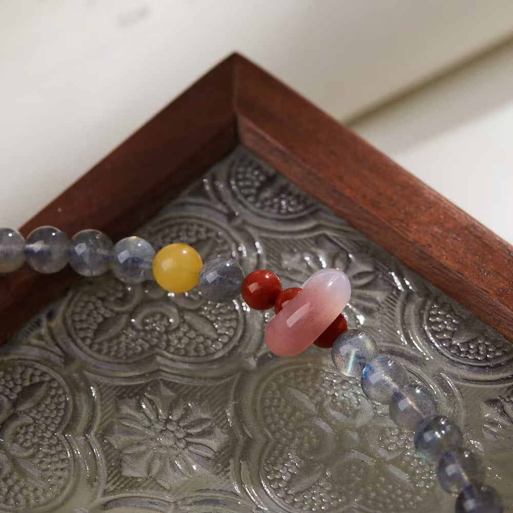 Strawberry Quartz Pixiu Moonstone Bracelet-Attract Luck